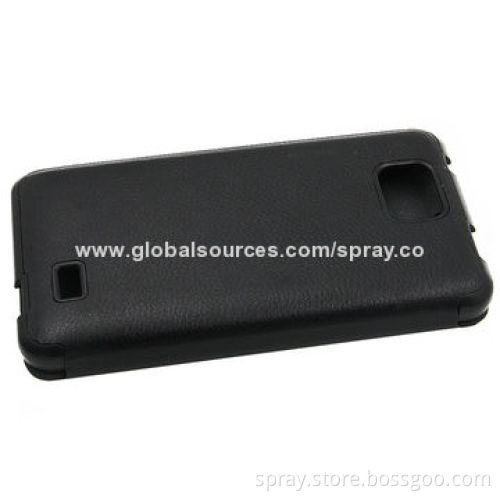 Black PU leather folio cell phone cover with PC holder inside